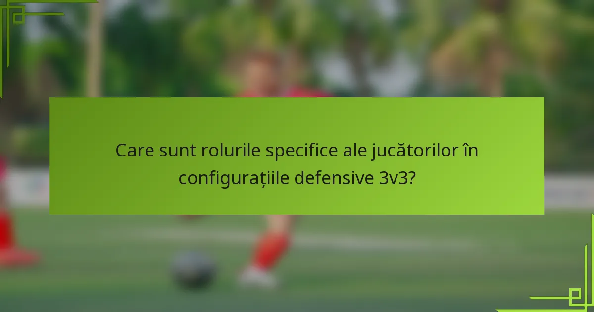 Care sunt rolurile specifice ale jucătorilor în configurațiile defensive 3v3?