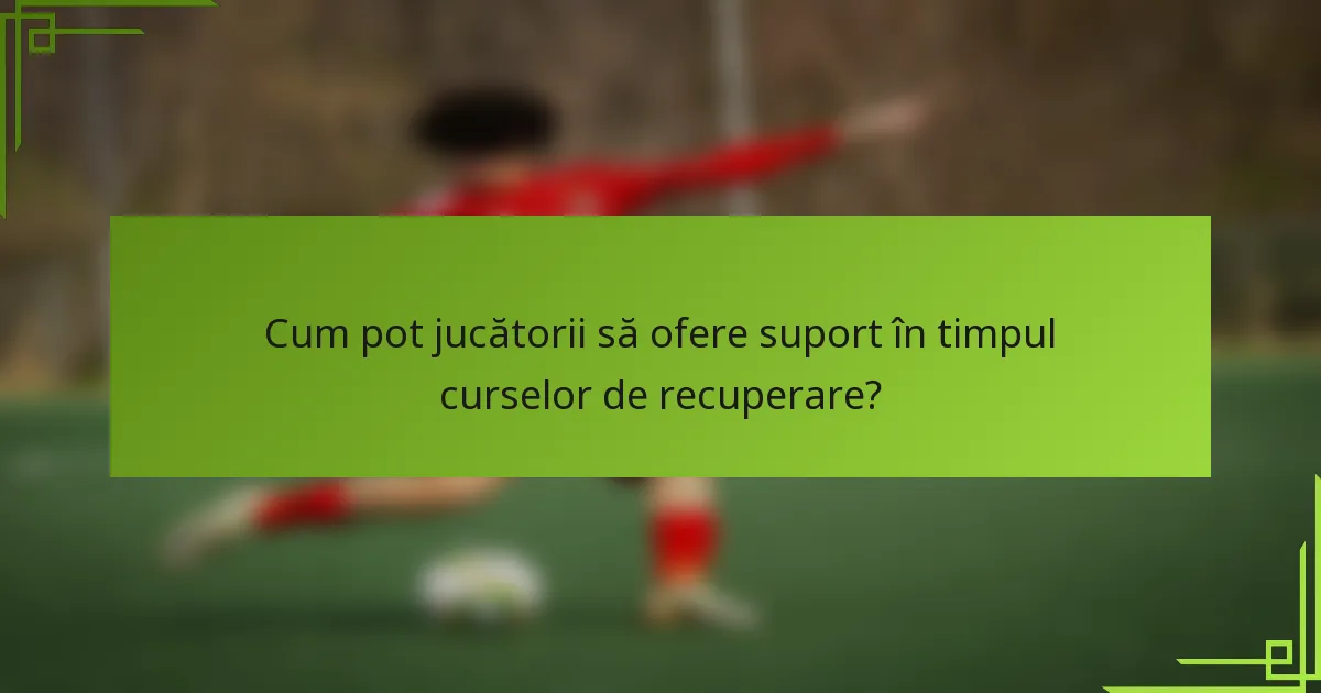 Cum pot jucătorii să ofere suport în timpul curselor de recuperare?